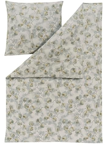 ESTELLA Biancheria da letto in flanella fine Molveno kaki 1 copripiumino 135 x 200 cm + 1 federa 80 x 80 cm