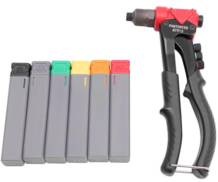 Vinnyooc - Pinza de remache profesional, 3 en 1, pistola de remache manual, remachadora resistente, kit de herramienta de remache con articulación giratoria para automóviles ferrocarril muebles