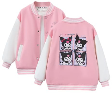 Satdflie Anime Ku-romi Veste Baseball Veste Universitaire Légère Blouson Bombardier Vintage Letterman Varsity Jacket pour Petite Femme Fille Printemps et Automne