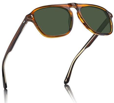 CARFIA polariserade solglasögon för män – pilotmodell, 100% UV-skydd, rektangulär acetatram bilförarglasögon CA5355