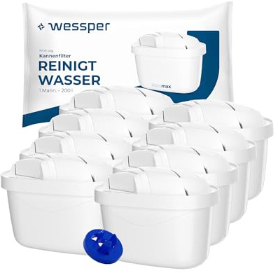 Wessper 8x Cartucce filtranti per caraffa per il Trattamento dell'Acqua | Filtro per l'acqua Ricambio per Dafi Unimax Aquaphor A5 BRITA Maxtra+ PHILIPS AWP212/10 | Riduce Cloro, Calcare e Impurità