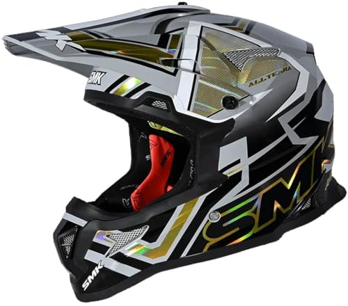 Casco de Motocross SMK Allterra X-Aces Gold - Casco Cross Enduro para Adulto Hombre y Mujer - Homologado ECE 22.06 - Designed (L)