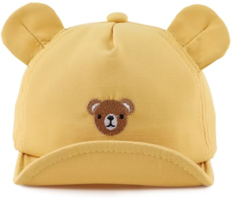 MniJiza Oso Gorra de Béisbol Gorra De Sol Bebe Niña Niño Primavera Verano 0-2 Años (3-12 Meses, Oso Amarillo)
