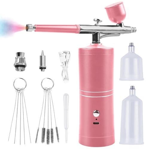 Juego de aerógrafo con compresor, pistola de aerógrafo portátil, kit de aerógrafo recargable, aerógrafo inalámbrico con compresor para diseño de uñas, decoración de pasteles, maquillaje, modelado de