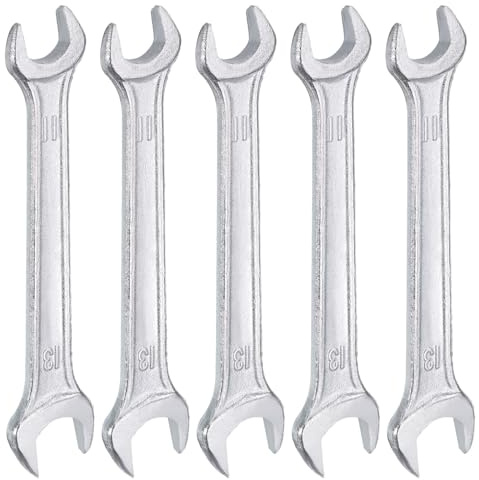 QUARKZMAN 5Pcs Clé à Fourche Double 11mm x 13mm Clé Plate à Angle Décalé | 15 Degrés, Métrique, Petite Clé Plate Galvanisée, pour Réparation Automobile Assemblage de Meubles