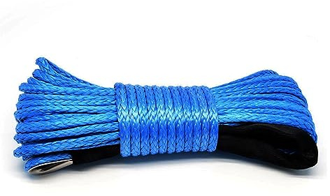 Cavo per verricello sintetico, Cavo for fune for verricello con guaina Corda for traino sintetica grigia 15m 7700LB Corda for manutenzione autolavaggio for fuoristrada ATV UTV(Blauw)