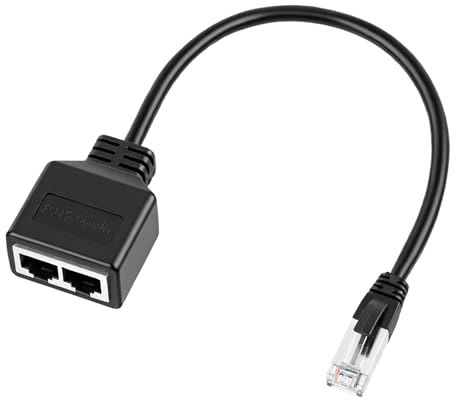 Duplicador Ethernet RJ45, Cable Adaptador RJ45 1 a 2 Divisor Ethernet Splitter Macho a 2 Hembra Compatible Cat5 Cat5e Cat6 Cat7 para Compartir Conexión Internet Alternar Dispositivos Router PC TV Ofic