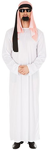 tectake dressforfun Herrenkostüm Scheich | Kopfbedeckung und Kordel | Extravagantes Kostüm aus 1001 Nacht | inklusive Bart zum Ankleben (M | Nr. 301031)