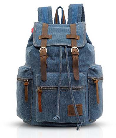 FANDARE Retro 15.6 Pulgadas Mochila para Portátil Portátil Portátil Al Aire Libre Viaje Trabajo Estudiante Senderismo Bolsas Escuela Daypack Lona, Azul, Medium, Mochila de Ocio