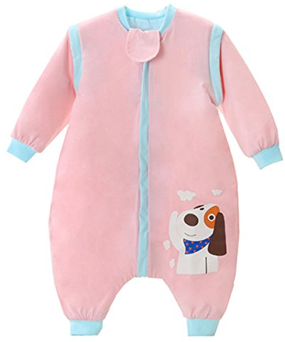 Chilsuessy Baby Winterschlafsack Ganzjahres Babyschlafsack mit Beinen und abnehmbar Langarm Schlafanzug Kinder Winter Schlafsack Kinder Winterschlafsack, Pink, L/Koerpergroesse 80-90cm