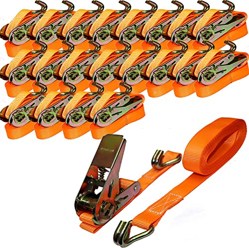 NTG Spanngurte mit Ratsche | 2, 4, 6, 8, 10 oder 20 Stück | 800 kg | 4m | 2 teilig | TÜV/GS geprüft | zweiteilig mit Haken | Ratschengurt | Zurrgurte | 25mm | 0,8 t (20 Stück)