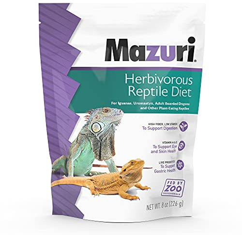 Mazuri® Herbivorous Reptile Diet | Food for Plant-Eating Herbivorous Lizards, Green Iguanas, Uromastyx Lizards | 8 Ounce (8 OZ) Bag