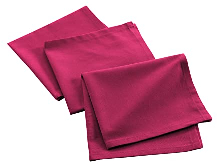 douceur d'intérieur, 3 tovaglioli (40 x 40 cm) Mistral Fucsia, Cotone Riciclato