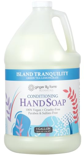 Ginger Lily Farms Botanicals All-Purpose Liquid Hand Soap Refill, Island Tranquility, 100% Vegan & Cruelty-Free, Green Tea Lemongrass Scent, 1 Gallon (128 fl oz)