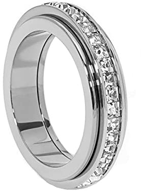 Titanium Steel Anxiety Rings Spinner Fidget Band Rings for Women Women Cubic Zirconia Relieve Anxiety Wedding Promise Lucky Statement Rings Comfort Fit Size 6 to 10 10 Metal Metal Rhinestone