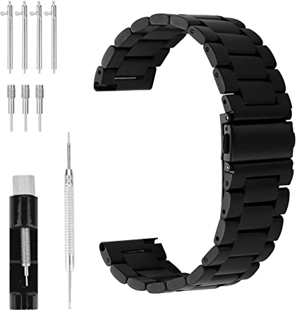 Cobee Metall ErsatzUhrenarmbänder, Schnellverschluss Edelstahl Uhrenarmbänder für Herren, 22 mm Anstoßbreite,strapazierfähiges Armband mit 1 Federsteg + 4 Ohrstiften, 1 Uhreneinsteller + 3 Nadeln