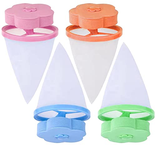 4 Washing Machine Hair Filter Cleaning Mesh Bag, Floating Hair Filtering Mesh Removal, Floating Lint Hair Catcher, Pet Hair Remover for Laundry, Reusable Hair Filter for Bedding Clothes Blankets