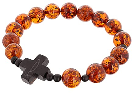Bracciale rosario ambra reale cognac, Ambra