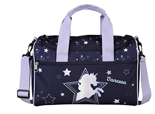 Undercover kleine Sporttasche mit Namen Bedruckt | Für Kinder inklusive Namensdruck | Einhorn Dreamland mit Sternen in lila für Mädchen | Personalisierte Reisetasche Umhängetasche