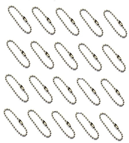 Kugelkette,100 PCS Kugel Perlenkette Metall Kugel-Perlenketten Eisen Perlen Zugkette Verlängerung Eisenkugel Ketten für Halskette Tags Schlüsselkette Schmuck Handwerk Silber 6 Zoll