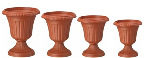 pokm toolsmarket - ⌀25cm Pflanzkübel Pflanzpokal, dekorative Amphore, Pflanzgefäß Schale Vase Topf, Farbe Terrakota, Blumentopf Milano No. III