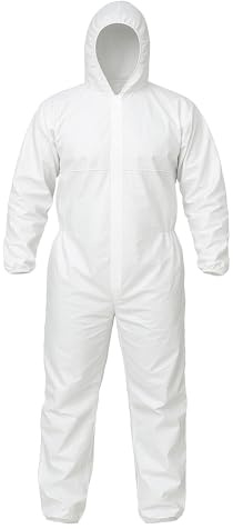 SOL 1pc Disposable Boiler Suit White Protective Coveralls One Size Workwear for Painting Cleaning DIY Decorating Lightweight Breathable Painter Overall Protective Clothing