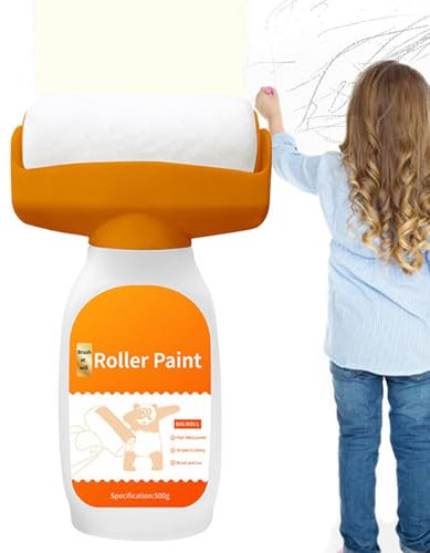 JIEBWCHA Brosse à rouleau pour réparation murale, pâte de réparation murale puissante, 2 en 1, peinture murale blanche, rouleau de réparation murale à séchage rapide, avec peinture au latex 500 g,