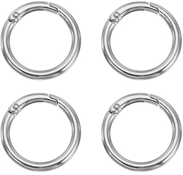 PATIKIL Anillas De Resorte O Rings 4 Piezas 1.3 Pulgadas Clip Redondo Metálico Para Llaveros Hebillas Para Bolsos Correas De Perro Manualidades DIY Plata 33 mm
