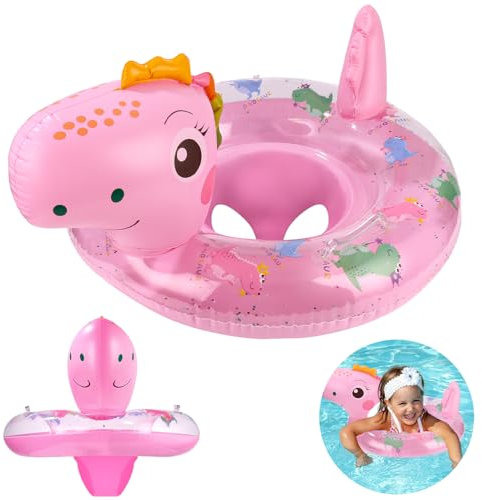 Anello di Nuoto a Forma Dinosaur,Salvagente Neonato,Salvagente Mutandina Bambini,anello da nuoto con seggiolino di sicurezza,Piscina Galleggiante Neonato per bambini da 12 mesi a 4 anni (Rosa)