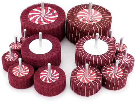 HighFree 14 Pack 7 Sizes Buffing Flap Wheels - 1/4 Shank Abrasive Flap Wheel Sander, 25/30/40/50/60/80/100 Grits Flap Wheel Sander for Drill