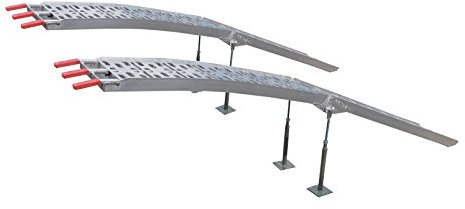 GREENSTAR - Lot de 2 Rampes Courbées Pliables en Aluminium - Capacité Max par Paire : 1360 kg - Livrées avec 4 Pieds Réglables & Sangle de Sécurité