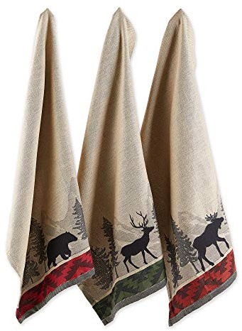 DII Woodlands Collection Dishtowel Set, 18x28, in the Woods, 3 Piece