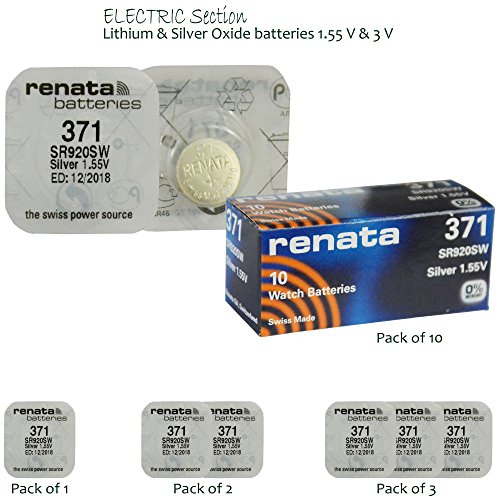 GENUINE RENATA LITHIUM BATTERIES SILVER OXIDE WATCH BATTERY CELL COIN SWISS MADE (371-SR920SW > PackOf-1)