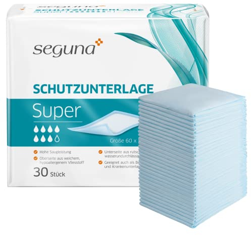 SEGUNA Medical Bed Pads, Schutzunterlage Super, 60x90 cm, 30 Stück, Krankenunterlagen, Inkontinenzunterlagen, Einwegunterlagen, Einmalunterlagen, Inko Bettschutz (Beutel 30 Stück)