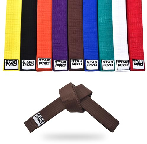 Starpro Martial Arts Training Belt for Karate Judo BJJ Taekwondo - Durable Cotton Polyester Blend for Kids & Adults - Vibrant Colors Brown