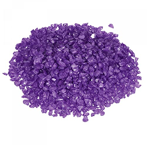 sourcing map Décoratif Verre Gravier 320g/0.7Lbs Irrégulier Roche Sable Pierre Violet pour Poissons Réservoir Plantes Décoration