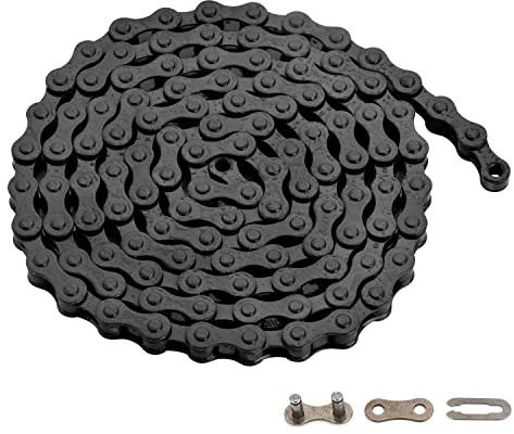 zonkie Fahrrad Kette 1-Fach 1/2 x 1/8 Inch, 122 Glieder (Schwarz)