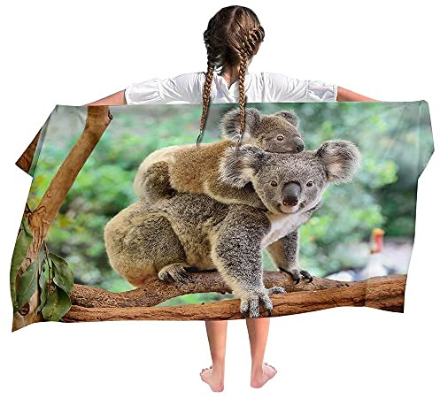 Ulticool mikrofiber barnhandduk 140 x 70 cm – koala koalabjörn enhörning – lätt resehandduk snabbtorkande badhandduk strandhandduk mikrofiber – resa strand sport barn flicka