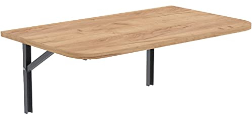 AKKE Wandklapptisch mit abgerundete Ecken für Küche Zimmer Wohnzimmer Kinderzimmer 60 cm x 40 cm, Wandtisch klappbar, Klappbarer Wandtisch Küchentisch Kindertisch, Klapptisch Klappschreibtisch Küche