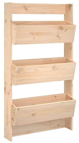 vidaXL Odlingslåda för vägg 3 nivåer 60x18,5x110 cm massiv furu, odlingslåda, trädgårdskruka, planteringslåda, odlingslådor, trädgårdskrukor