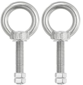 PATIKIL Pernos de Ojo para Levantamiento de Hombro, Paquete de 2 M8x50 Pernos de Ojo de Acero Inoxidable 304 con Rosca Tornillo Perno de Ojo Anillo de Hombro con Tuercas Arandelas