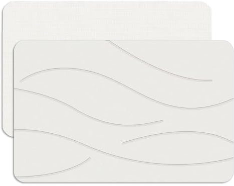 Feilifan Stone Bath Mat - Diatomaceous Earth Mat, Fast-Drying Diatomite Shower Mat, Water Super Absorbent Stone Mats for Bathroom Kitchen, Easy to Clean (Ripple White, 23.5 × 15)
