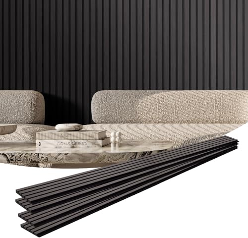 VEVOR Wood Slat Acoustic Panels, 7.9 x 94.5 inch, MDF Accent Wooden Wall Panels for Modern Interior Wall Decor, Faux Wood Wall Board Panels for Noise Reduction, Black Oak