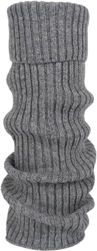 styleBREAKER Dambenvärmare med hög andel ull, extra långa stickade manschetter vinter, enfärgad, flexibel och varm 08030015, Ljunggrå, En Storlek