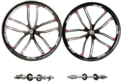 26 inch 10 Spokes Mag Wheel Set Rims Front & Rear 100x135mm for 7/8/9s Freewheel, 26 Magnesium Cycling Bike Wheels Rim (Black) Disc Brake for Beach Cruisers, MTB's Road Bicycle