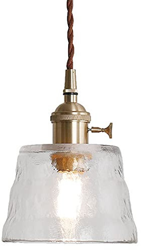 Lámpara de techo , Lámpara colgante de vidrio con borde liso y textura de agua, lámpara colgante de techo moderna ajustable de 1 luz, accesorio de iluminación con base E26/E27, adecuada for restaurant