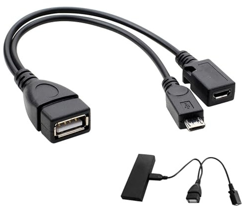 Adaptador micro USB OTG 2 en 1 divisor de cable de alimentación HDD, compatible con Amazon Firestick 4K TV Fire