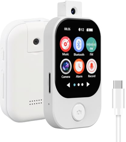 Ouitble 64GB MP3 Player Bluetooth 5.4 mit Kamera 2.01 Zoll Touchscreen MP3-Player mit HiFi Lautsprecher, MP4-Musikplayer für FM Radio E-Book Video Wecker Unterstützt bis zu 128 GB