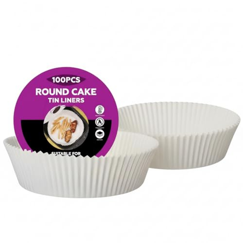 100PCS Round Cake Tin Liners – 18cm Non-Stick Greaseproof Parchment Paper Liners for Baking, Air Fryer, Oven, Roasting – Disposable Cake Tin Liners for Bread, Pies, Loaf, Cooking