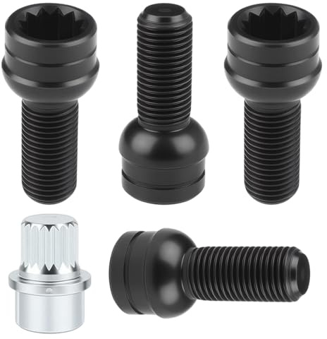 4 Piezas Tornillos Antirrobo Coche M14 x 1,5 mm y Tuerca de Seguridad | Rueda antirrobo de acero OE: 8D0601139F para Protección y Seguridad de Ruedas Compatible con VW Jet/ta BM/W